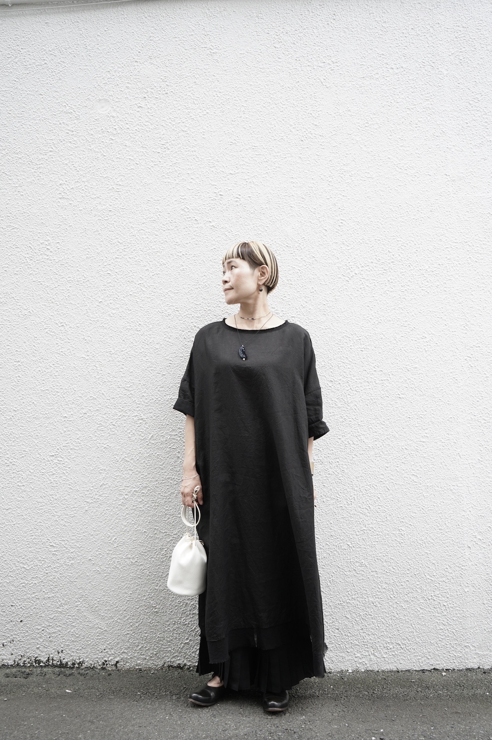 FACTORY アイリッシュリネンシワ加工 スリップオンワンピース annabelle