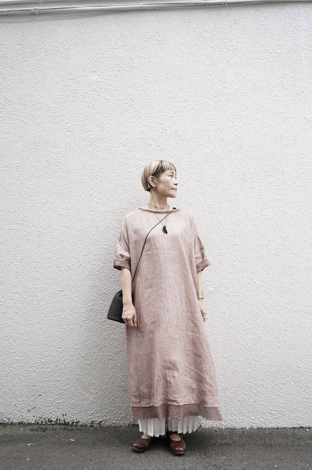 FACTORY アイリッシュリネンシワ加工 スリップオンワンピース annabelle
