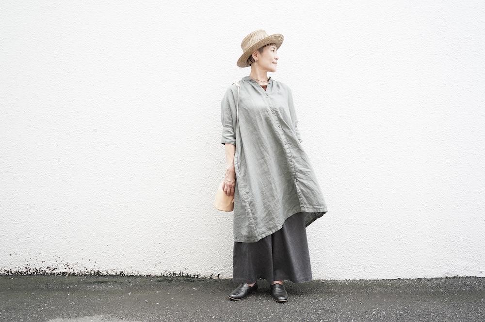 Honnete - Honnete  姉妹伴 Irish Linen Gather Onepiece poefu / Honnete FOR 姉妹伴 Irish Linen New Gather Onepiece