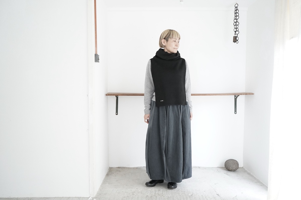 FACTORY 綿刺し子×ジンバブエコットン パイピングスカート annabelle