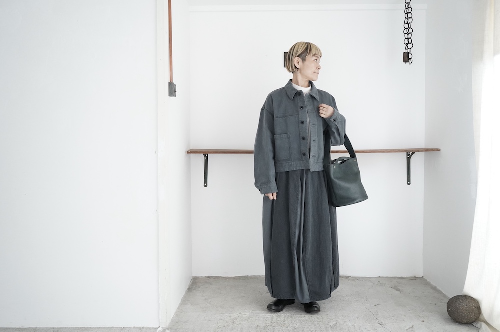 FACTORY 綿刺し子×ジンバブエコットン パイピングスカート annabelle