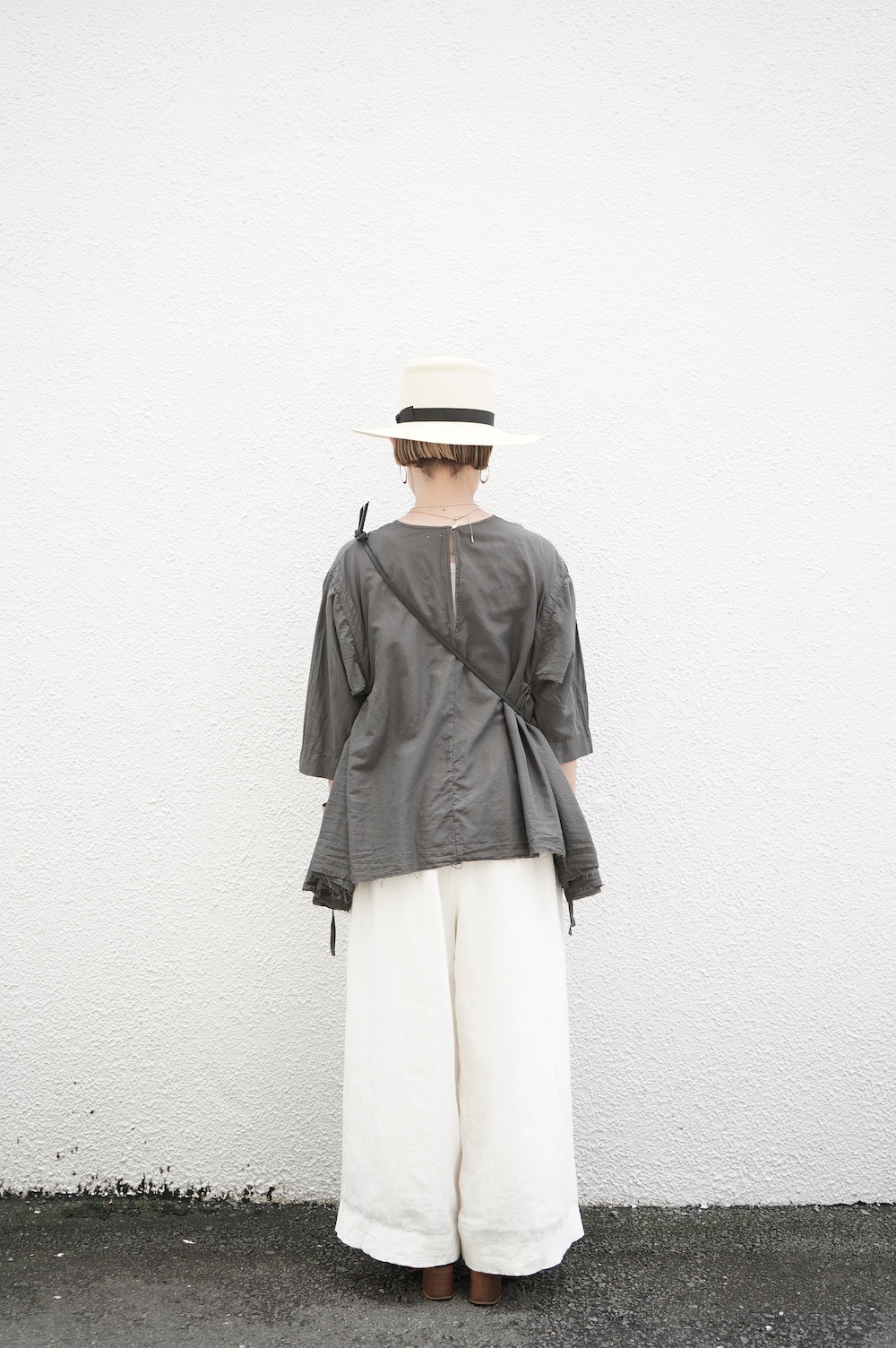 maison de soil メゾンドソイル　イージーワイドパンツ　リネン maison de soil Washed cotton linen denim Easy wide pants