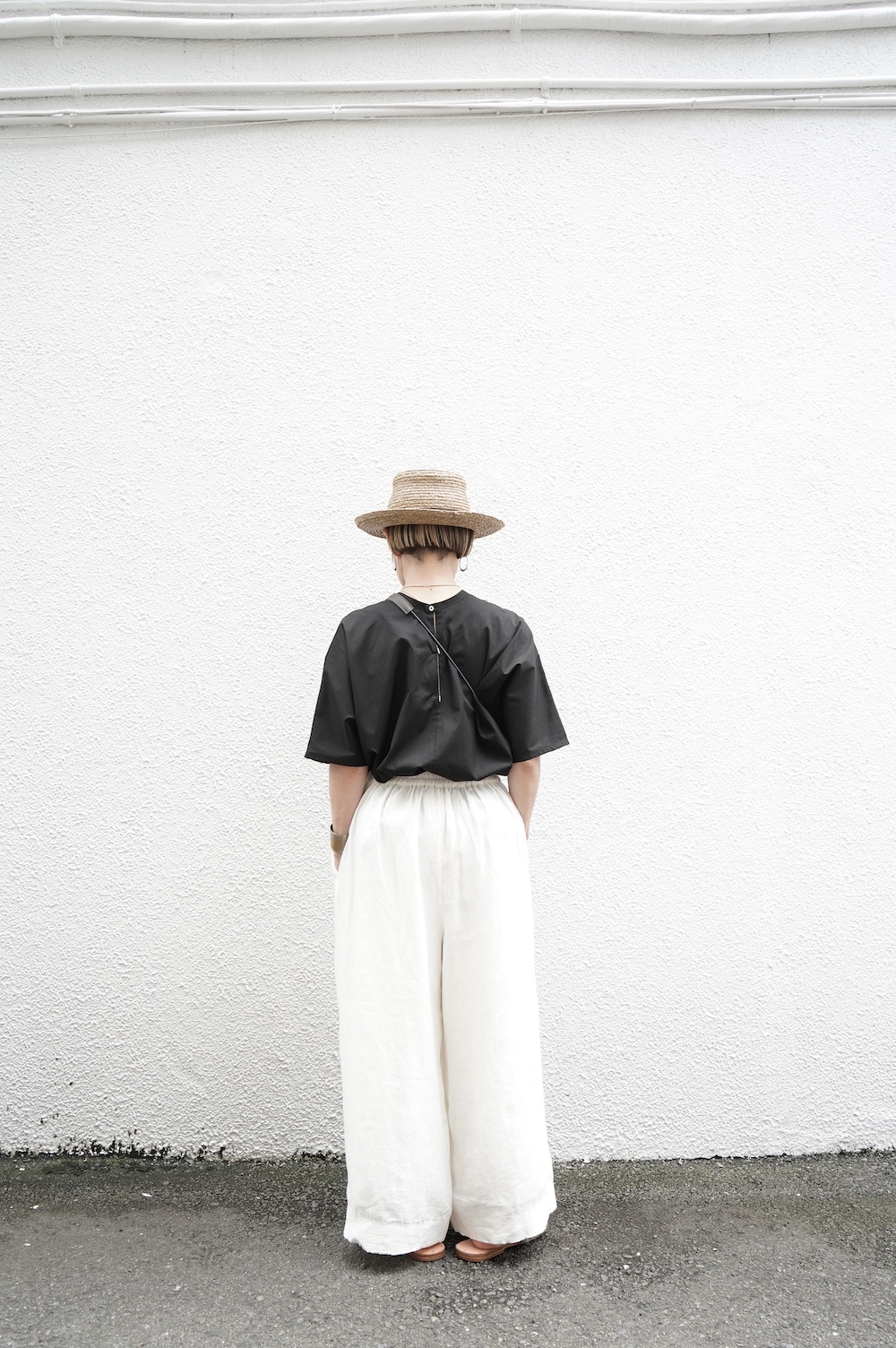 maison de soil メゾンドソイル　イージーワイドパンツ　リネン maison de soil Washed cotton linen denim Easy wide pants