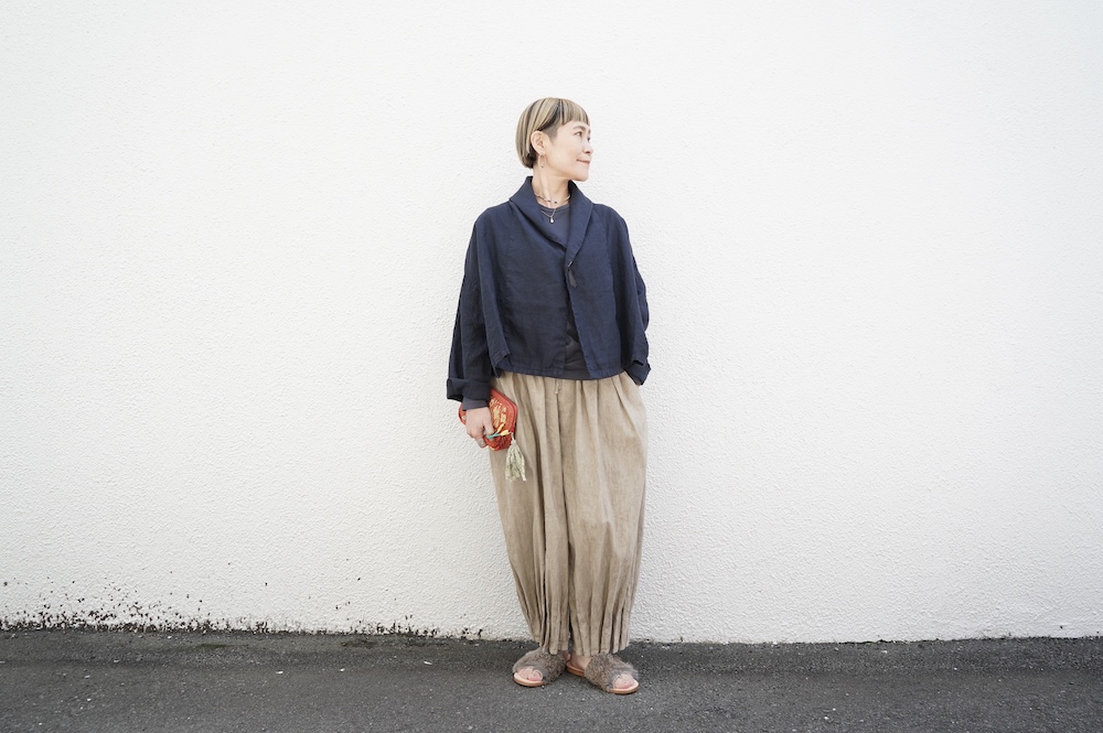 グレーのみ再入荷!!】FACTORY 綿麻プリーツパンツ annabelle